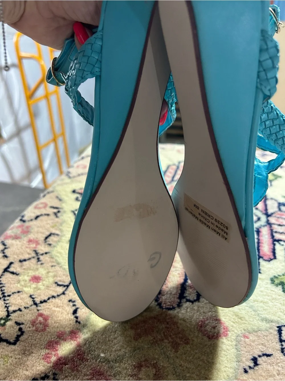 Braided T-Strap Sandals in Turquoise - Lightweight Summer Style - Picture 5 of 7